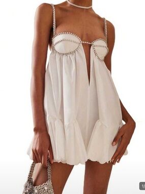 White Rhinestone SHEIN Dress